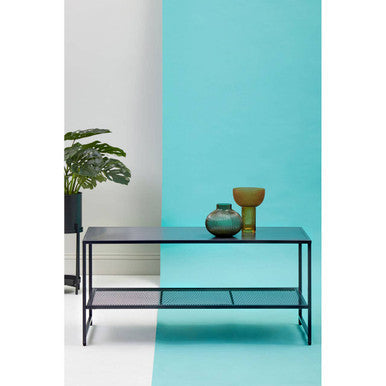 Acero Black Metal Coffee Table with Mesh Shelf