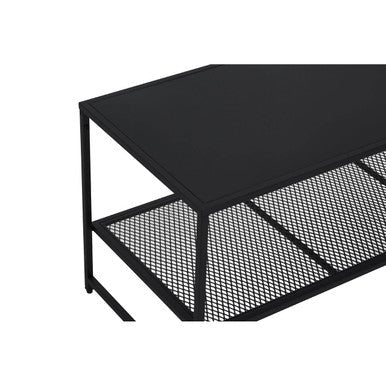 Acero Black Metal Coffee Table with Mesh Shelf