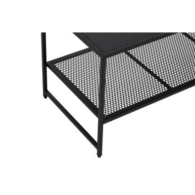 Acero Black Metal Coffee Table with Mesh Shelf