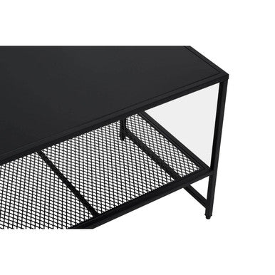 Acero Black Metal Coffee Table with Mesh Shelf