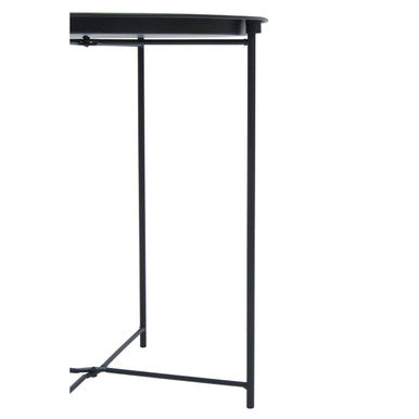 Acero Black Metal Round Side Table with Cross Base