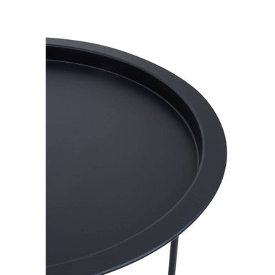 Acero Black Metal Round Side Table with Cross Base