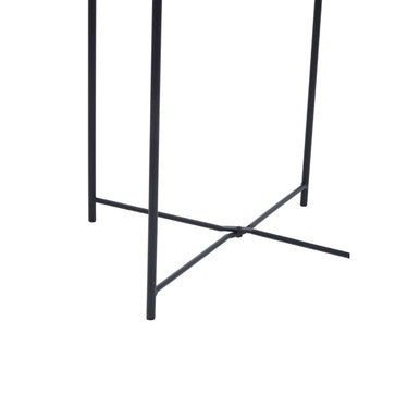Acero Black Metal Round Side Table with Cross Base