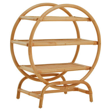 Three Tier Natural Rattan Round Shelf Unit | Mataram