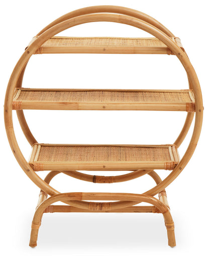 Three Tier Natural Rattan Round Shelf Unit | Mataram
