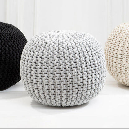 Kids Grey Cotton Knit Pouffe