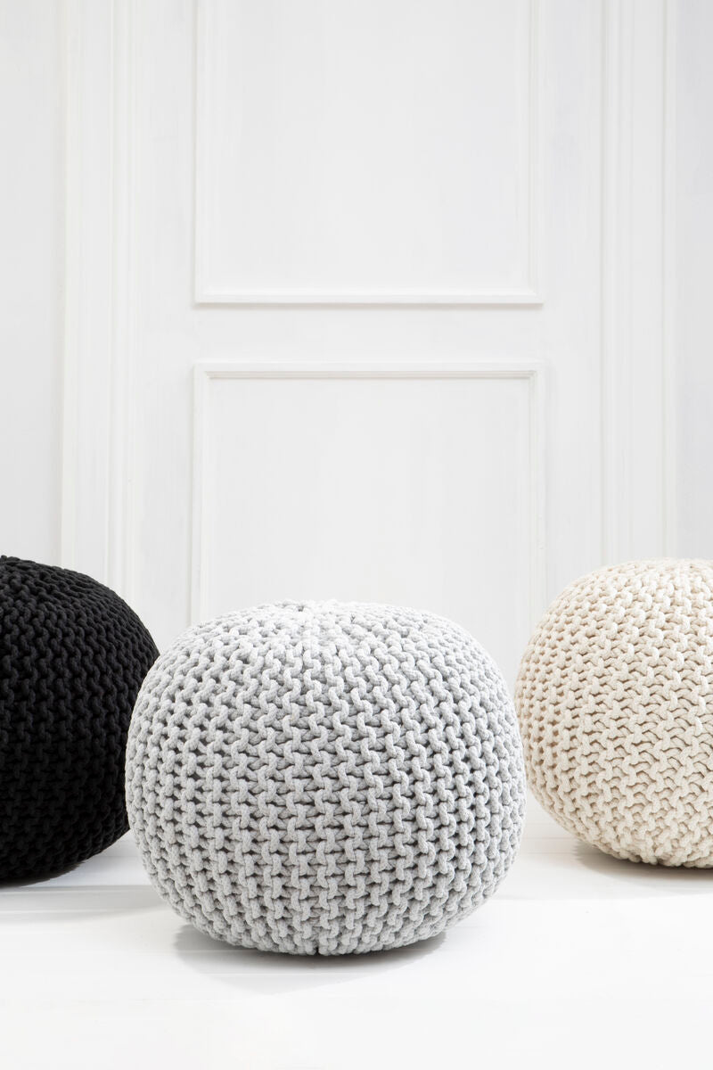 Kids Knit Cream Cotton Pouffe