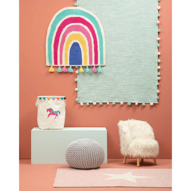 Kids Grey Cotton Knit Pouffe