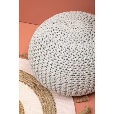 Kids Grey Cotton Knit Pouffe