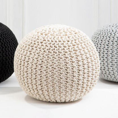 Kids Knit Cream Cotton Pouffe