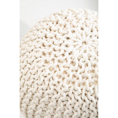 Kids Knit Cream Cotton Pouffe