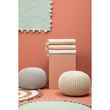 Kids Knit Cream Cotton Pouffe