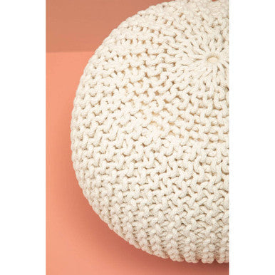 Kids Knit Cream Cotton Pouffe