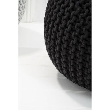 Kids Knit Black Cotton Pouffe