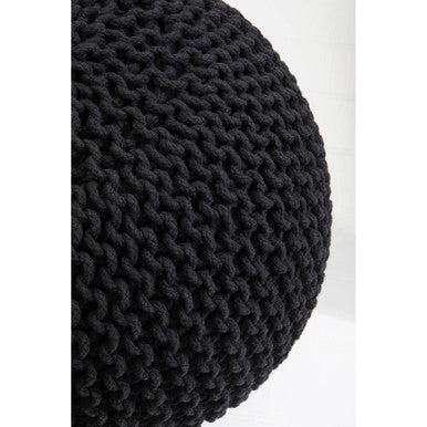 Kids Knit Black Cotton Pouffe