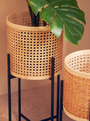 Large Rattan Planter with Metal Stand | Depok