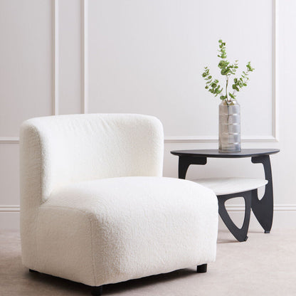 Montreal Ivory Boucle Effect Lounge Chair with Curved Back