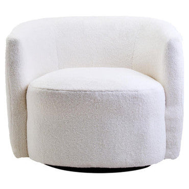 Ivory Boucle Effect Curved Lounge Chair with Swivel Base | Montreal