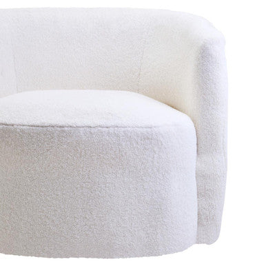 Ivory Boucle Effect Curved Lounge Chair with Swivel Base | Montreal