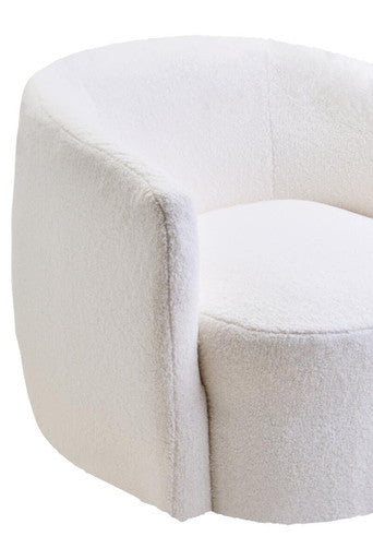 Ivory Boucle Effect Curved Lounge Chair with Swivel Base | Montreal
