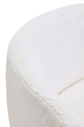 Ivory Boucle Effect Curved Lounge Chair with Swivel Base | Montreal
