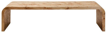 Natural Burl Wood Curved Coffee Table with Smooth Curved Edges | Mota