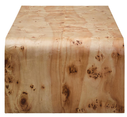 Natural Burl Wood Curved Coffee Table with Smooth Curved Edges | Mota