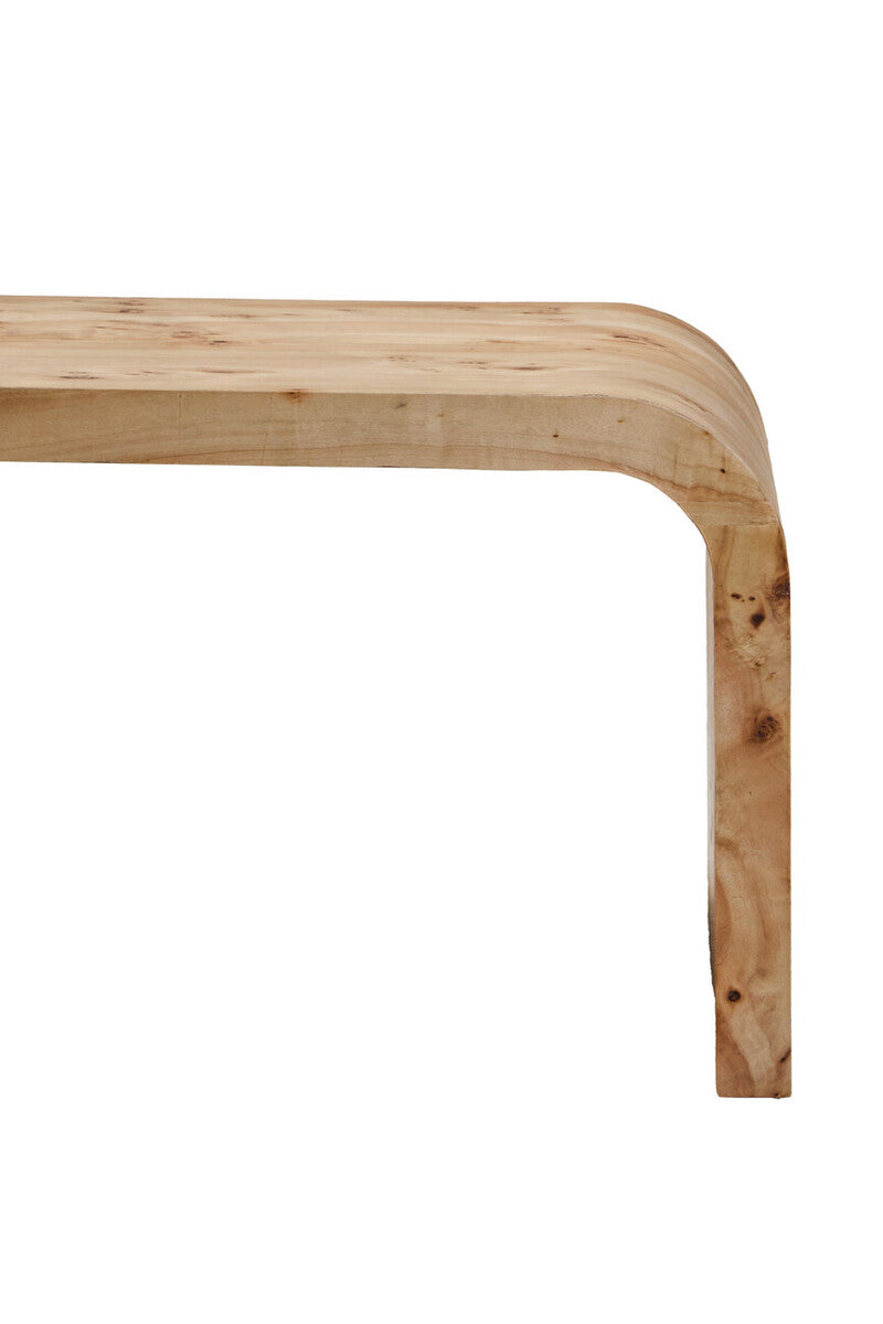 Natural Burl Wood Curved Coffee Table with Smooth Curved Edges | Mota
