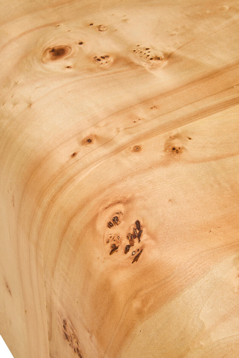 Natural Burl Wood Curved Coffee Table with Smooth Curved Edges | Mota