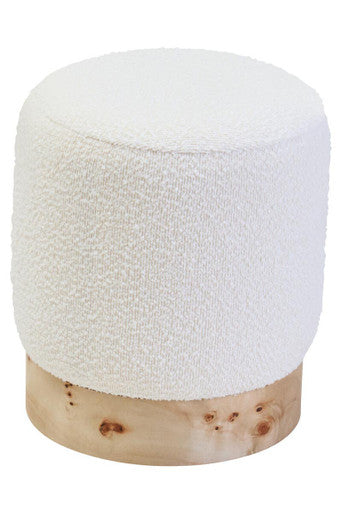 Mota Cream Boucle Round Stool with Minimalist Profile