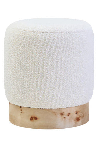 Mota Cream Boucle Round Stool with Minimalist Profile