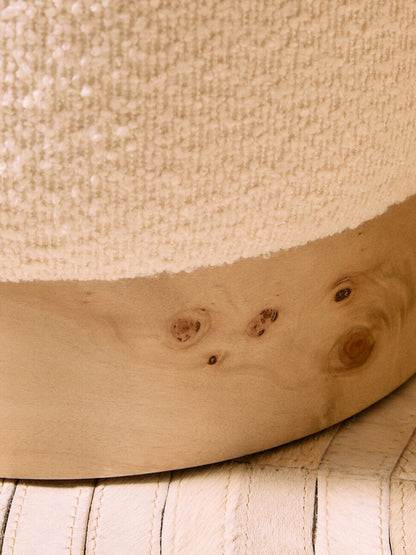Mota Cream Boucle Round Stool with Minimalist Profile