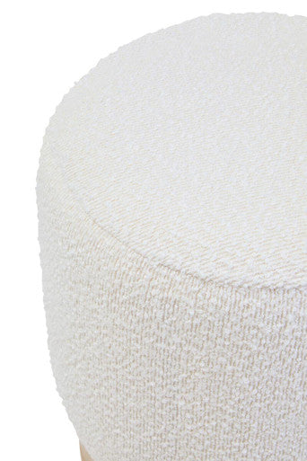 Mota Cream Boucle Round Stool with Minimalist Profile