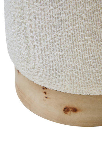 Mota Cream Boucle Round Stool with Minimalist Profile