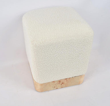 Mota Cream Boucle Square Stool with Minimalist Profile