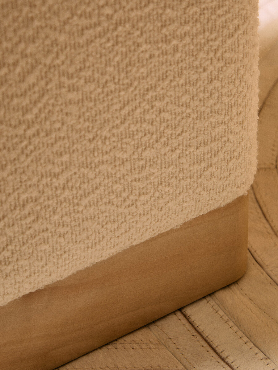 Mota Cream Boucle Square Stool with Minimalist Profile