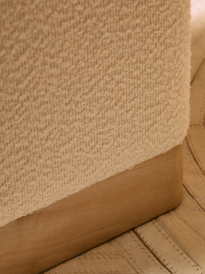 Mota Cream Boucle Square Stool with Minimalist Profile