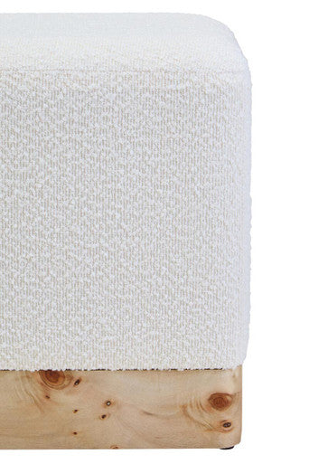 Mota Cream Boucle Square Stool with Minimalist Profile
