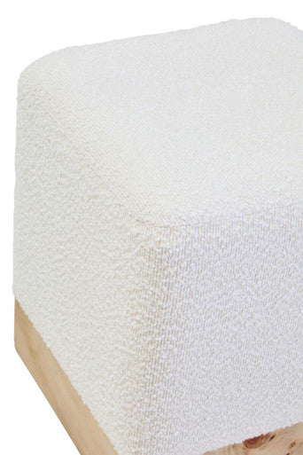 Mota Cream Boucle Square Stool with Minimalist Profile