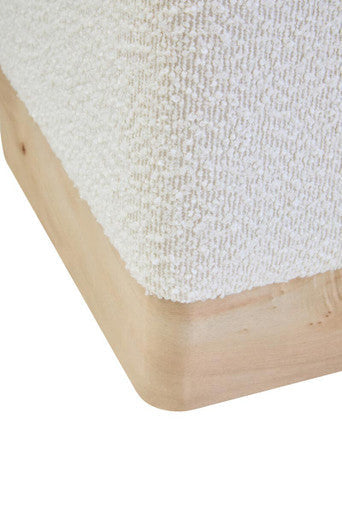 Mota Cream Boucle Square Stool with Minimalist Profile