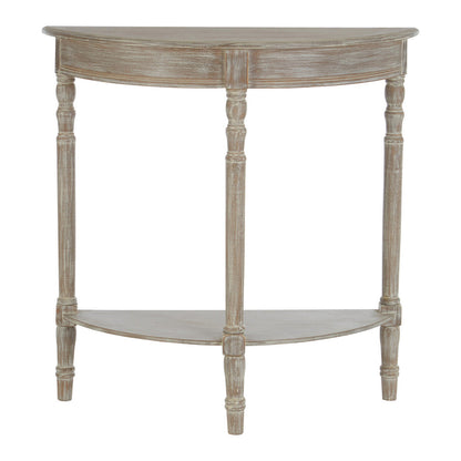 Heritage Natural Wash Wooden Half Moon Console Table with Lower Shelf