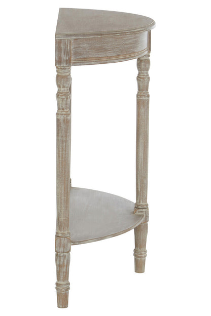 Heritage Natural Wash Wooden Half Moon Console Table with Lower Shelf