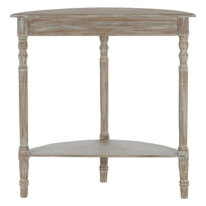 Heritage Natural Wash Wooden Half Moon Console Table with Lower Shelf