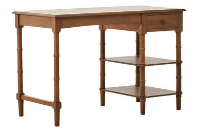 Heritage Natural Wooden 1 Drawer Desk with Shelves