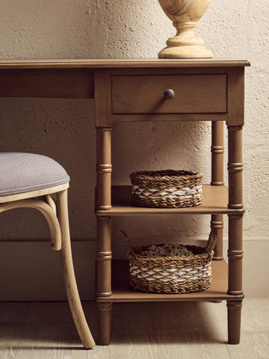 Heritage Natural Wooden 1 Drawer Desk with Shelves