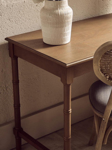 Heritage Natural Wooden 1 Drawer Desk with Shelves