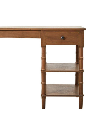 Heritage Natural Wooden 1 Drawer Desk with Shelves