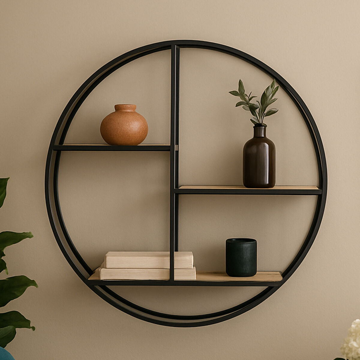 3 Tier Round Metal Wall Shelf | Mataram