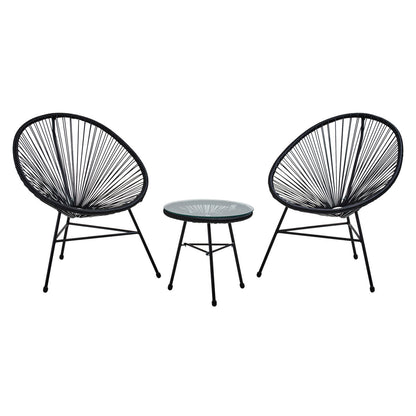Black Rattan 3 Piece Patio Set | Miami