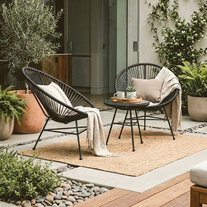 Black Rattan 3 Piece Patio Set | Miami
